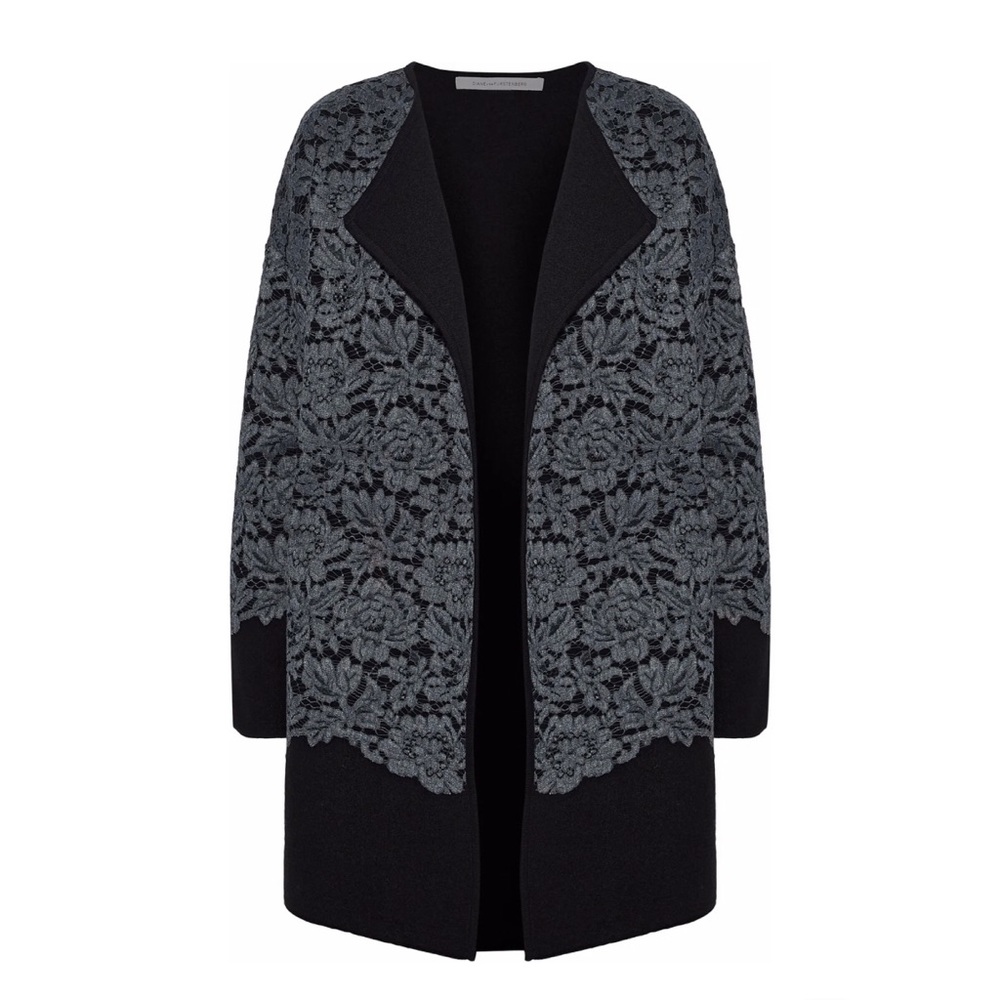 100% Merino Wool Diane Von Furstenberg Lace Appliquéd Jacket